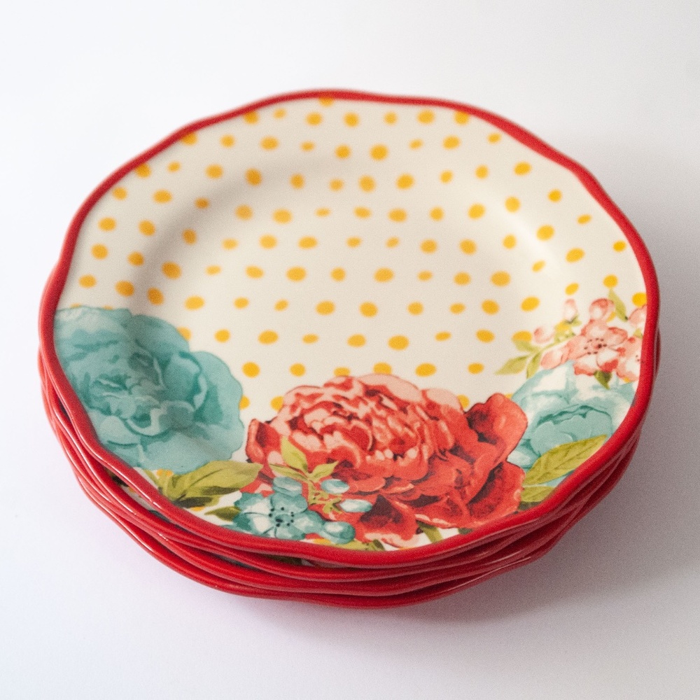 The Pioneer Woman Set of 4 Blossom Jubilee Floral Stoneware Salad Plates